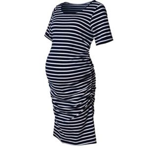 Navy striped maternity dress